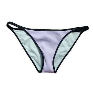 Victoria's Secret Women's Size Medium Black Purple Black Strappy Bikini Bottoms
